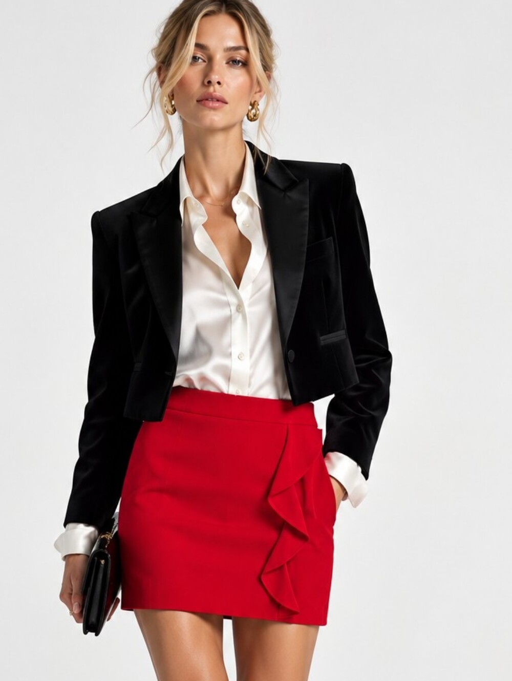 J. Crew Skirt Vibrant Red Wool Mini With Ruffle
